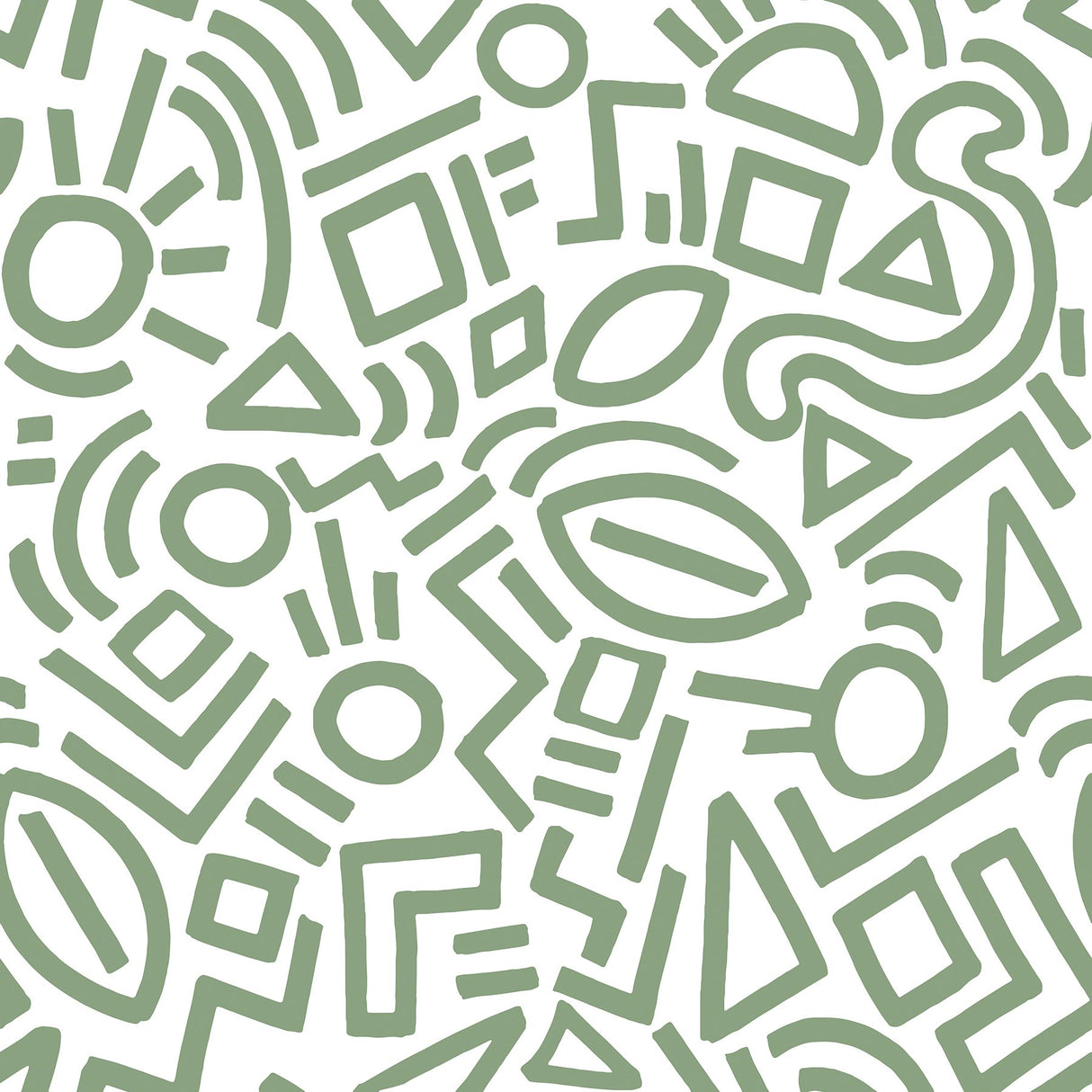 Doodle Abstract Sage Peel & Stick Wallpaper with Modern Geometric Graphics - NuWallpaper AES4791