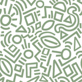 Doodle Abstract Sage Peel & Stick Wallpaper with Modern Geometric Graphics - NuWallpaper AES4791