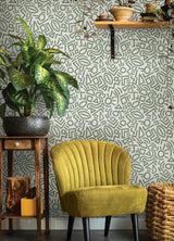Doodle Abstract Sage Peel & Stick Wallpaper with Modern Geometric Graphics - NuWallpaper AES4791