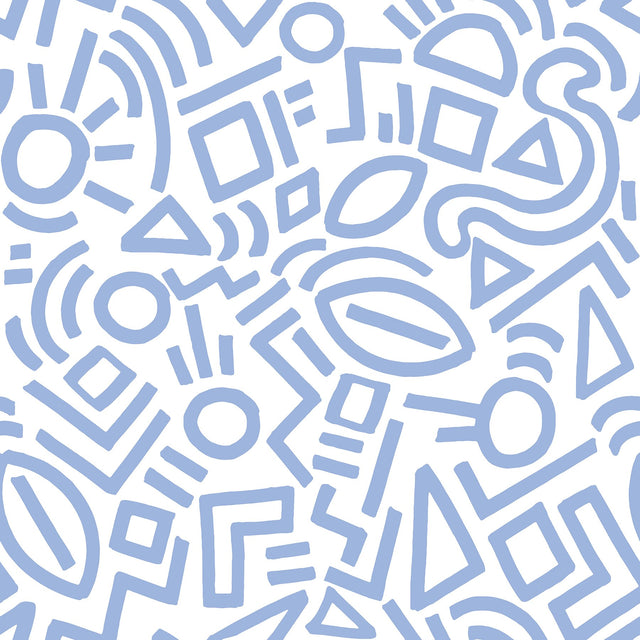 Doodle Abstract Periwinkle Peel & Stick Wallpaper with Modern Geometric Graphics - NuWallpaper AES4792