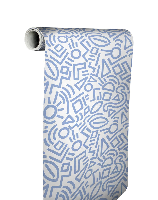 Doodle Abstract Periwinkle Peel & Stick Wallpaper with Modern Geometric Graphics - NuWallpaper AES4792