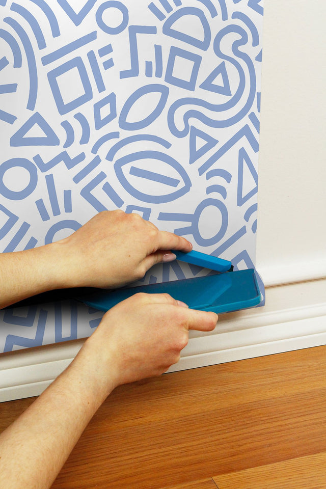 Doodle Abstract Periwinkle Peel & Stick Wallpaper with Modern Geometric Graphics - NuWallpaper AES4792