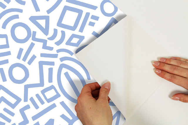 Doodle Abstract Periwinkle Peel & Stick Wallpaper with Modern Geometric Graphics - NuWallpaper AES4792