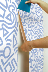 Doodle Abstract Periwinkle Peel & Stick Wallpaper with Modern Geometric Graphics - NuWallpaper AES4792