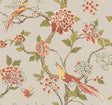 Fanciful Silver & Blue wallpaper with birds and florals – York Wallcoverings AF1905