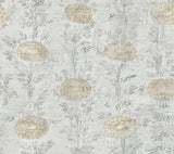 French Marigold White & Gold Wallpaper with Metallic Eclectic Floral - York AF6516