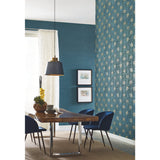 French Marigold Teal Green & Gold Wallpaper with Metallic Floral Motif, Eclectic Style - York AF6519