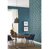 French Marigold Teal Green & Gold Wallpaper with Metallic Floral Motif, Eclectic Style - York AF6519SAM