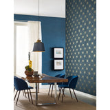 French Marigold Denim & Gold Wallpaper with Metallic Floral Motif - York AF6520