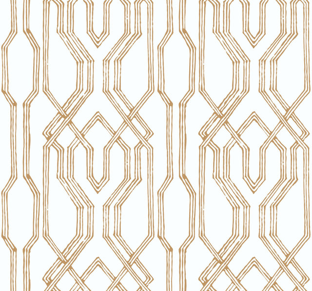 Oriental Lattice White & Gold Wallpaper