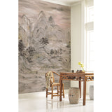 Misty Mountain Taupe Wall Mural with Traditional Landscape Pattern - York AF6597M