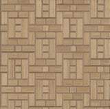Teahouse Panel Brown Wallpaper with Wood Veneer Motif - York AF6603