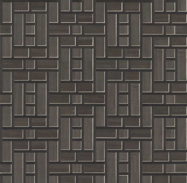 Teahouse Panel Black Geometric Non Woven Wallpaper - York AF6605