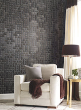Teahouse Panel Black Geometric Non Woven Wallpaper - York AF6605