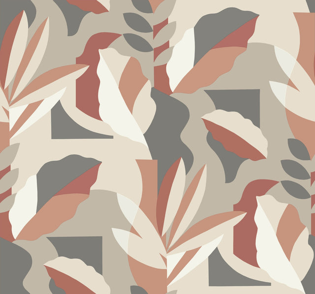 Papier Colle Brick Wallpaper with Abstract Botanical Motif - York AG2001