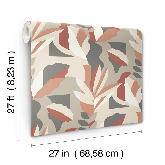 Papier Colle Brick Wallpaper with Abstract Botanical Motif - York AG2001