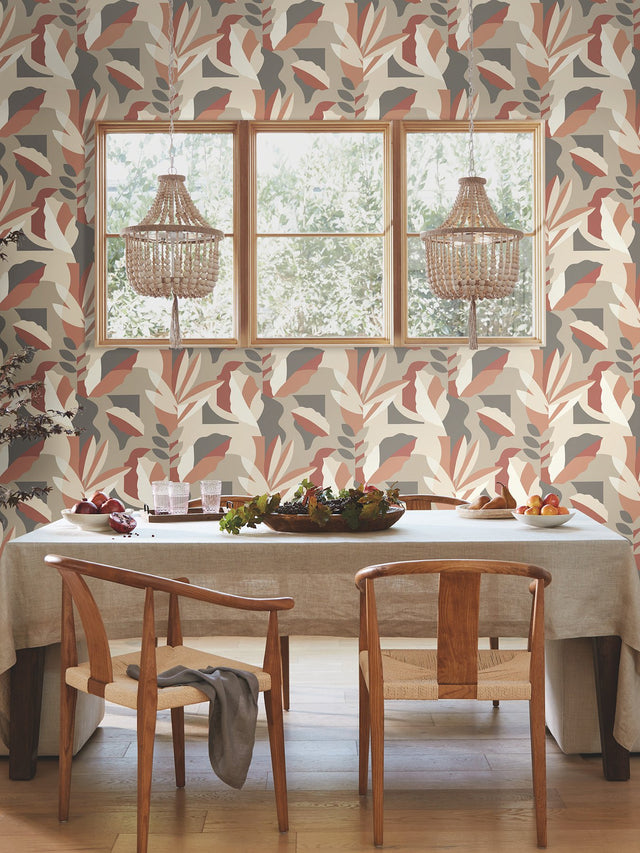 Papier Colle Brick Wallpaper with Abstract Botanical Motif - York AG2001