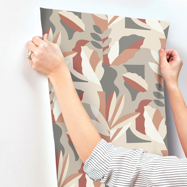 Papier Colle Brick Wallpaper with Abstract Botanical Motif - York AG2001