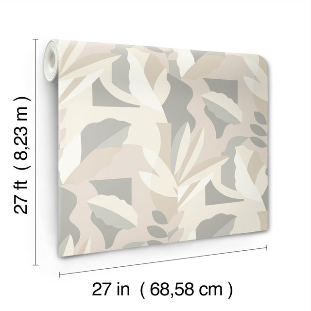 Papier Colle Neutral Wallpaper with Abstract Botanical Non Woven Design - York AG2002