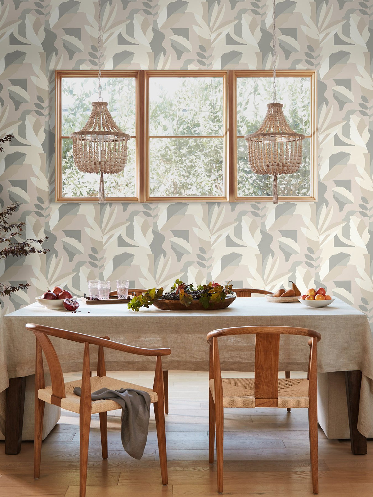 Papier Colle Neutral Wallpaper with Abstract Botanical Non Woven Design - York AG2002