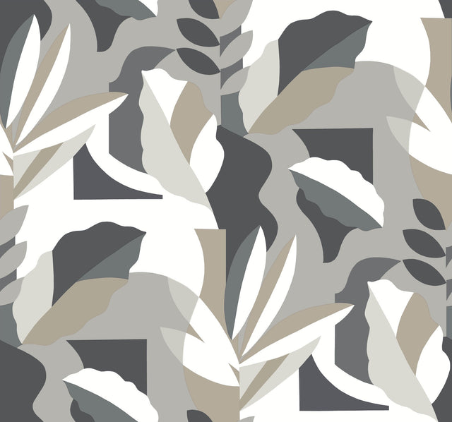 Papier Colle Black & White Wallpaper with Botanical Abstract Motif - York AG2003