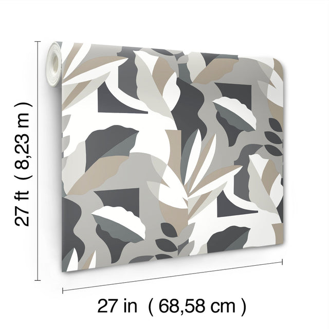 Papier Colle Black & White Wallpaper with Botanical Abstract Motif - York AG2003