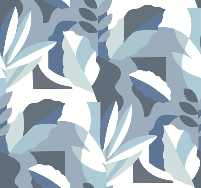 Papier Colle Blue Wallpaper with Botanical Bohemian Pattern - York AG2004