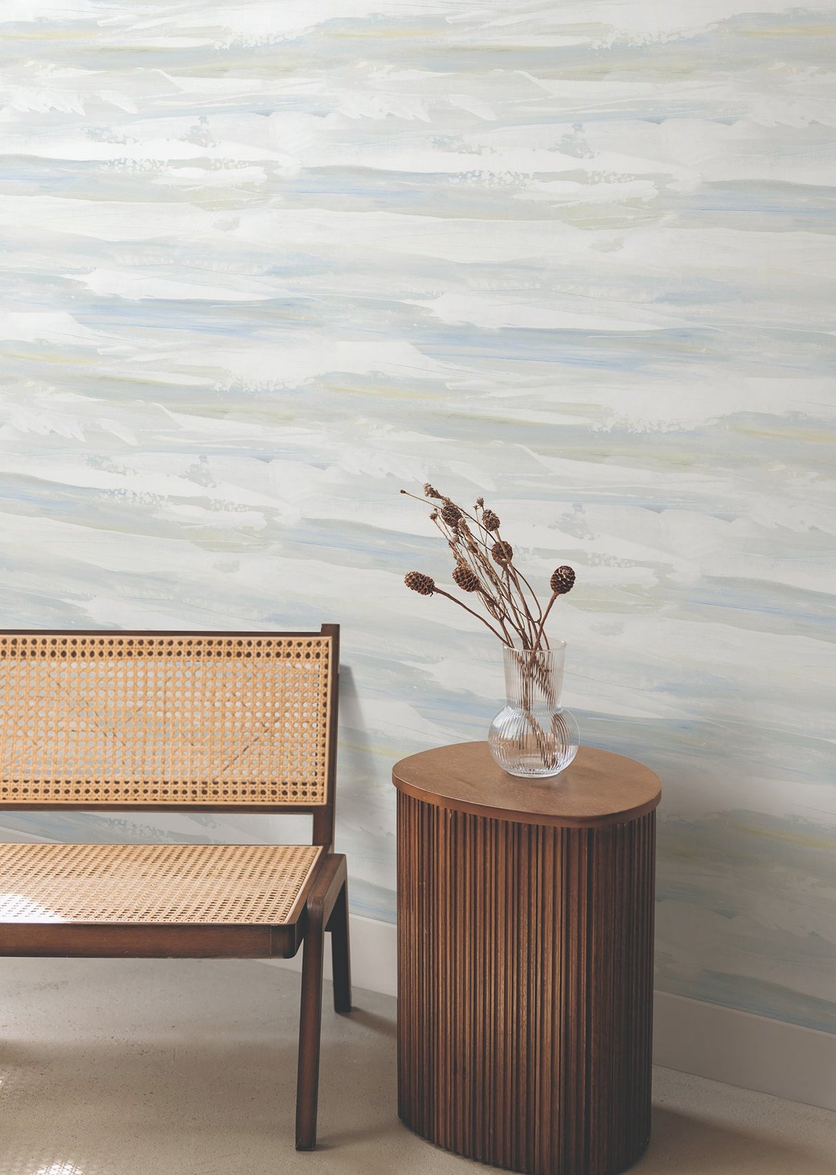 On The Horizon Blue & Yellow Textured Stripes Wallpaper - York AG2010