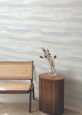 On The Horizon Blue & Yellow Textured Stripes Wallpaper - York AG2010