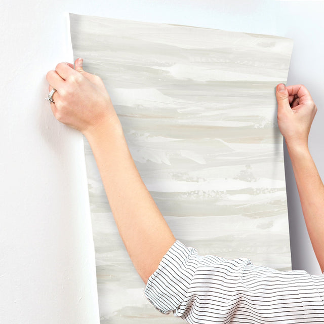 On The Horizon Neutral Wallpaper with Modern Stripes Textured Non Woven - York AG2012