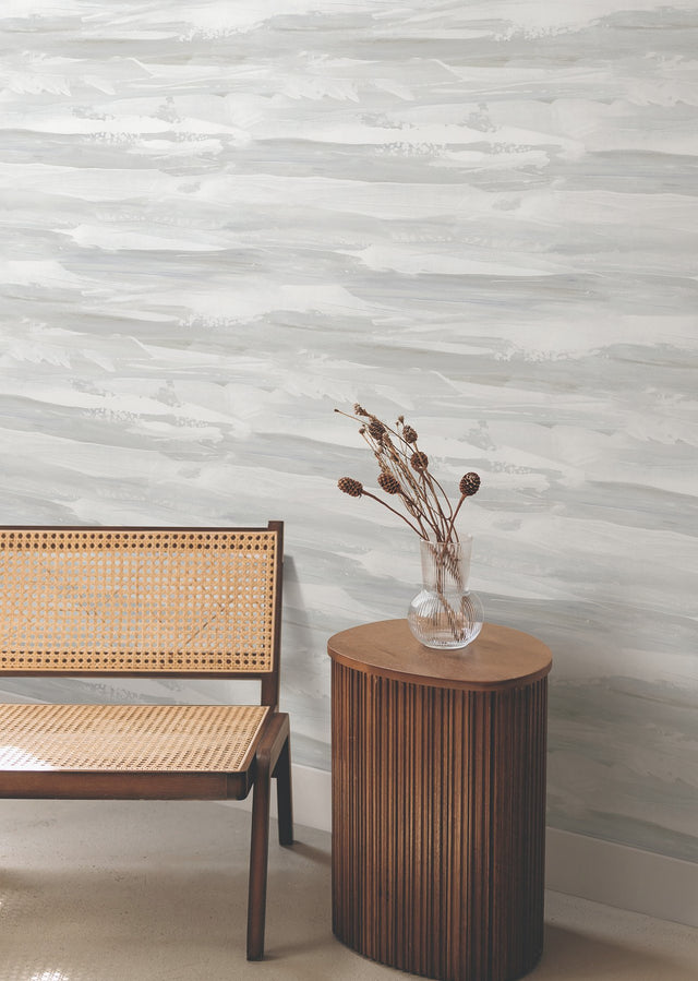 On The Horizon Grey & Slate Wallpaper with Modern Stripes Textured Non Woven - York AG2013