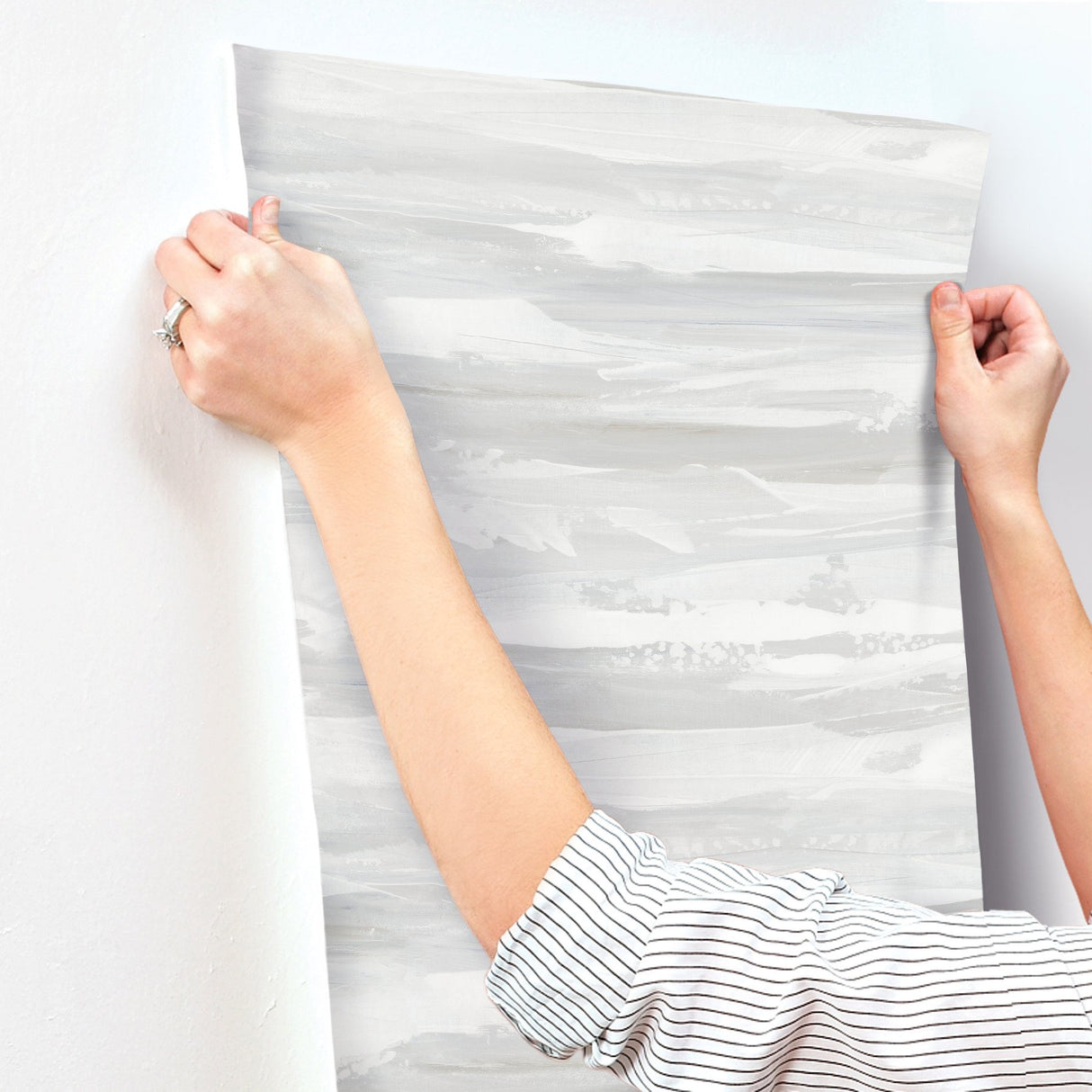 On The Horizon Grey & Slate Wallpaper with Modern Stripes Textured Non Woven - York AG2013