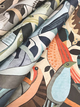 Fauvist Flock Blue Wallpaper with Eclectic Animal/Bird Motif - York AG2015