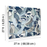Fauvist Flock Blue Wallpaper with Eclectic Animal/Bird Motif - York AG2015