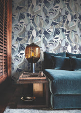 Fauvist Flock Blue Wallpaper with Eclectic Animal/Bird Motif - York AG2015