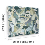 Fauvist Flock Green Wallpaper with Eclectic Animal/Bird Motif - York AG2017