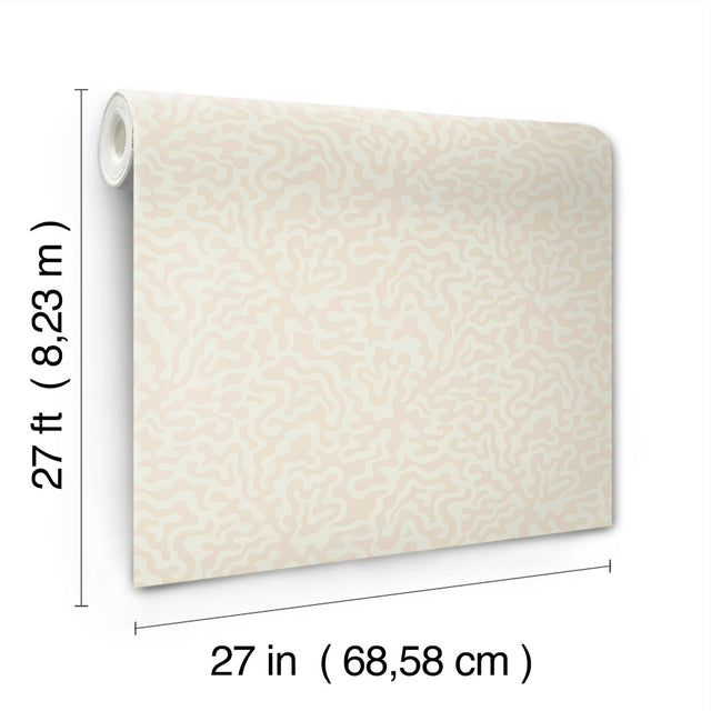 Nebulous Cloud Almond & Metallic Wallpaper with Modern Geometric Motif - York AG2021