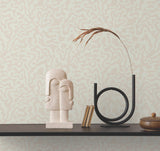 Nebulous Cloud Almond & Metallic Wallpaper with Modern Geometric Motif - York AG2021