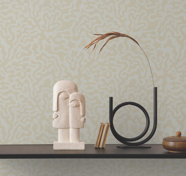 Nebulous Cloud Grey & Gold Wallpaper with Metallic Modern Geometric Pattern - York AG2023