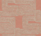 Zulu Thread Coral & Glint Wallpaper with Metallic Bohemian Geometric Pattern - York AG2031