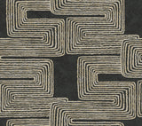 Zulu Thread Black & Gold Metallic Bohemian Wallpaper - York AG2032