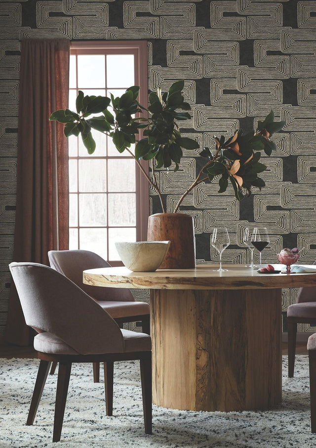 Zulu Thread Black & Gold Metallic Bohemian Wallpaper - York AG2032SAM