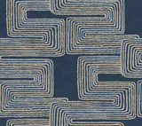 Zulu Thread Midnight & Silver Wallpaper with Bohemian Metallic Abstract Pattern - York AG2033