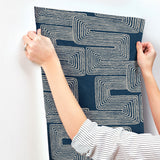 Zulu Thread Midnight & Silver Wallpaper with Bohemian Metallic Abstract Pattern - York AG2033