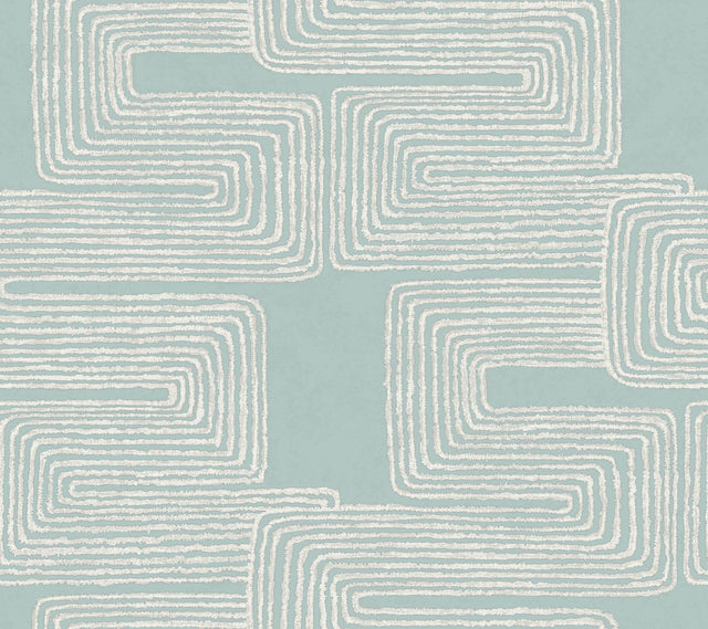 Zulu Thread Azure & Gold Wallpaper with Pearl Effect, Bohemian Pattern - York AG2034
