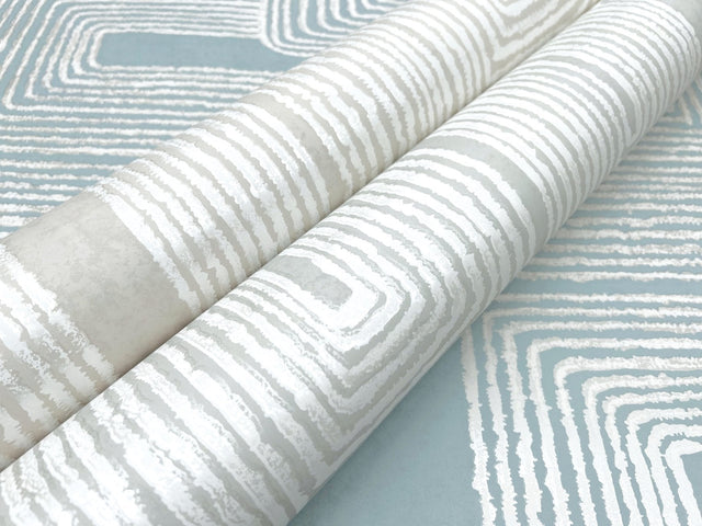 Zulu Thread Azure & Gold Wallpaper with Pearl Effect, Bohemian Pattern - York AG2034SAM