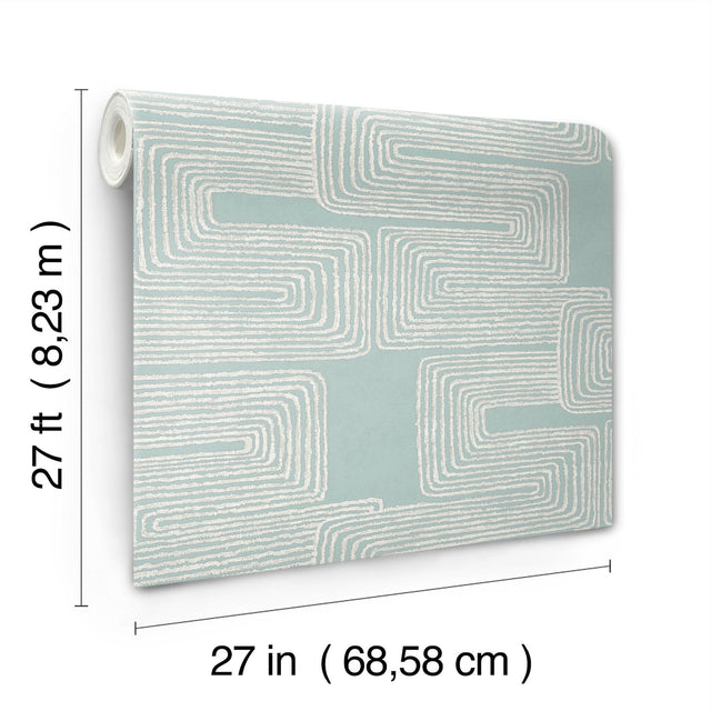 Zulu Thread Azure & Gold Wallpaper with Pearl Effect, Bohemian Pattern - York AG2034SAM