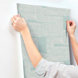 Zulu Thread Azure & Gold Wallpaper with Pearl Effect, Bohemian Pattern - York AG2034