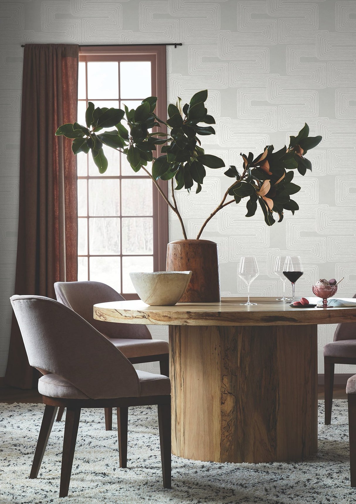 Zulu Thread Dove & Pearl Wallpaper with Pearl Effect Bohemian Abstract - York AG2035