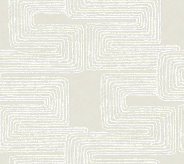 Zulu Thread Neutral & Pearl Wallpaper with Metallic Bohemian Abstract Pattern - York AG2036